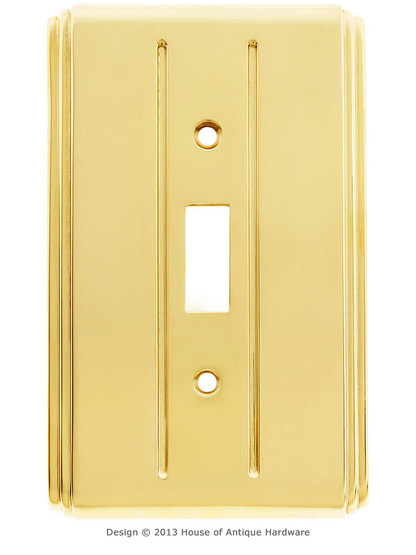 Streamline Toggle Switch Plate - Single Gang in Unlacquered Brass.